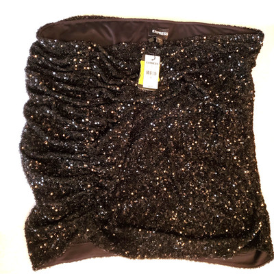 Express Top Womens XL Black Strapless Sequin Holiday Formal Party New MSRP $88
