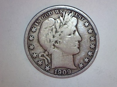 1909  BARBER HALF DOLLAR SOME LETTERS SHOW IN LIBERTY  LOT AA