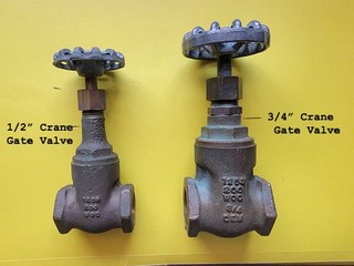 Vintage Crane Co. 1/2" & 3/4" Brass Gate Valves