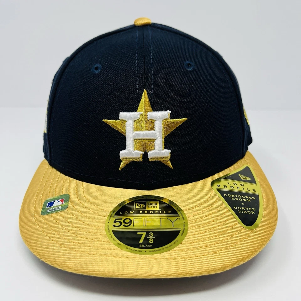 New Era 59FIFTY MLB Houston Astros Gold Low Profile Mens Fitted Hat Size 7 3/8 - Image 2 of 4