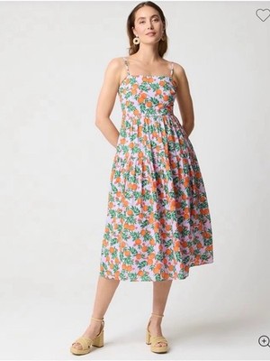 J. Crew Floral Strappy Midi Dress Size 12