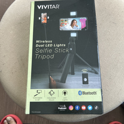 Vivitar Wireless Dual LED Lights Selfie Stick Tripod with Bluetooth Remote NEW