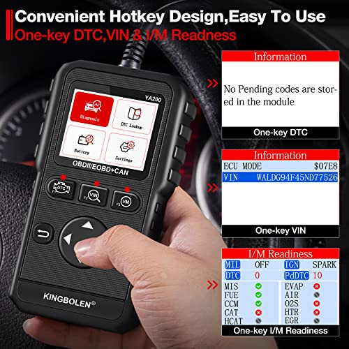 KINGBOLEN YA200 OBD2 Scanner, Car OBD2 Code Reader Check Engine Light, Car Scann - Picture 6 of 9