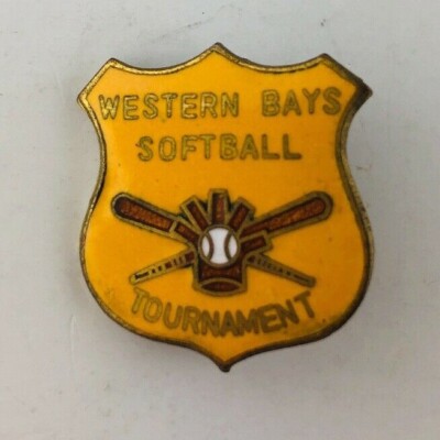 Vintage Western Bays Softball Tournament Lapel Pin Badge Shape Award