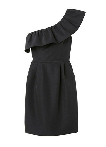 Rebecca Taylor Womens One-Shoulder Ruffle Sheath Dress Solid Black Size 6 - Picture 3 of 3
