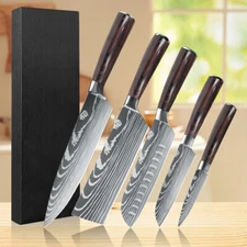 Handmade HAND FORGED DAMASCUS STEEL CHEF KNIFE Set Kitchen Knives