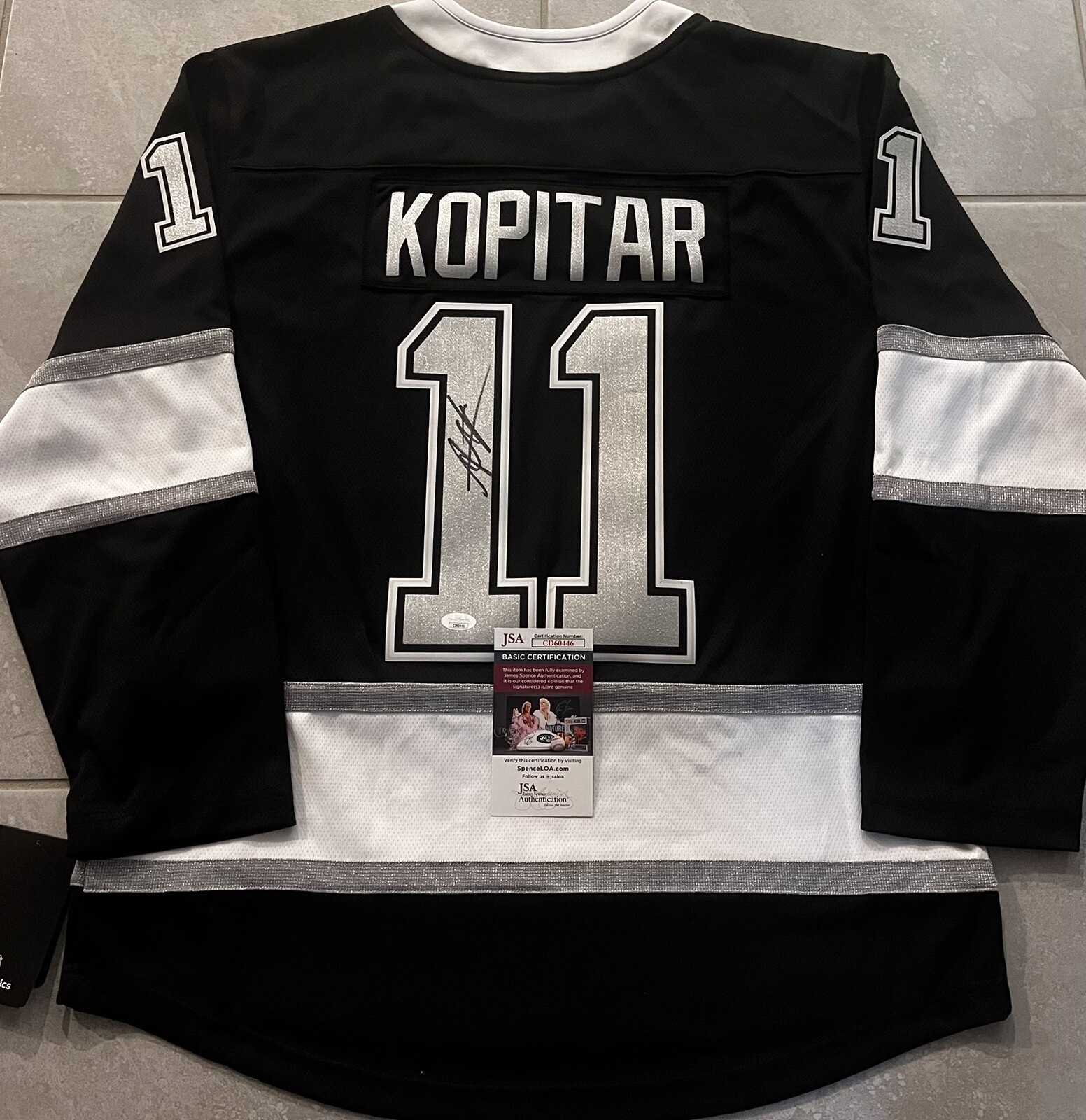 Anze Kopitar Autographed Signed Los Angeles Kings FANATICS BRAND HOCKEY JERSEY JSA 