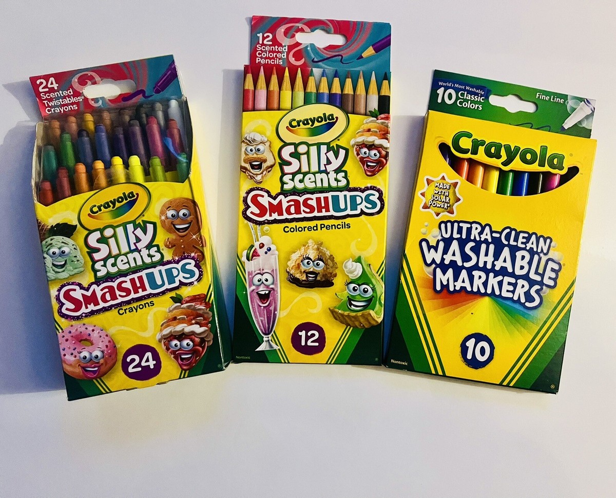 Crayola Silly Scents Smashups Scented Twistable Crayons Colored Pencils  +Markers