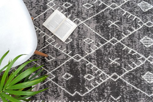 Trellis Bohemian - 2'x4' Light Grey, Moroccan Faded Transitional Area Rug - 511 - Picture 3 of 7