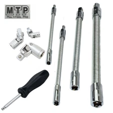 Flexible Extension Universal Joint Swivel Wobble Spinner Ratchet Socket 1/4" 3/8