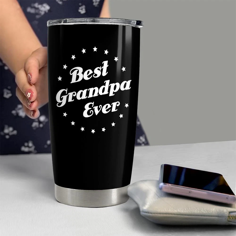 Tumbler Best Grandpa Ever Gift Set for Papa, Grandfather - 20Oz Insulated Travel