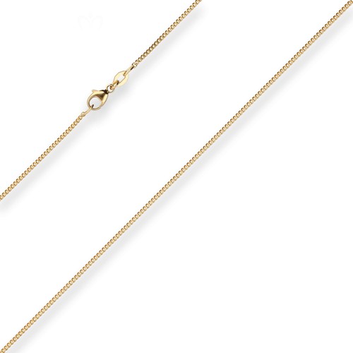 1,4mm Curb Chain Gold Chain Necklace IN 750 Yellow Gold 42cm - Zdjęcie 2 z 3