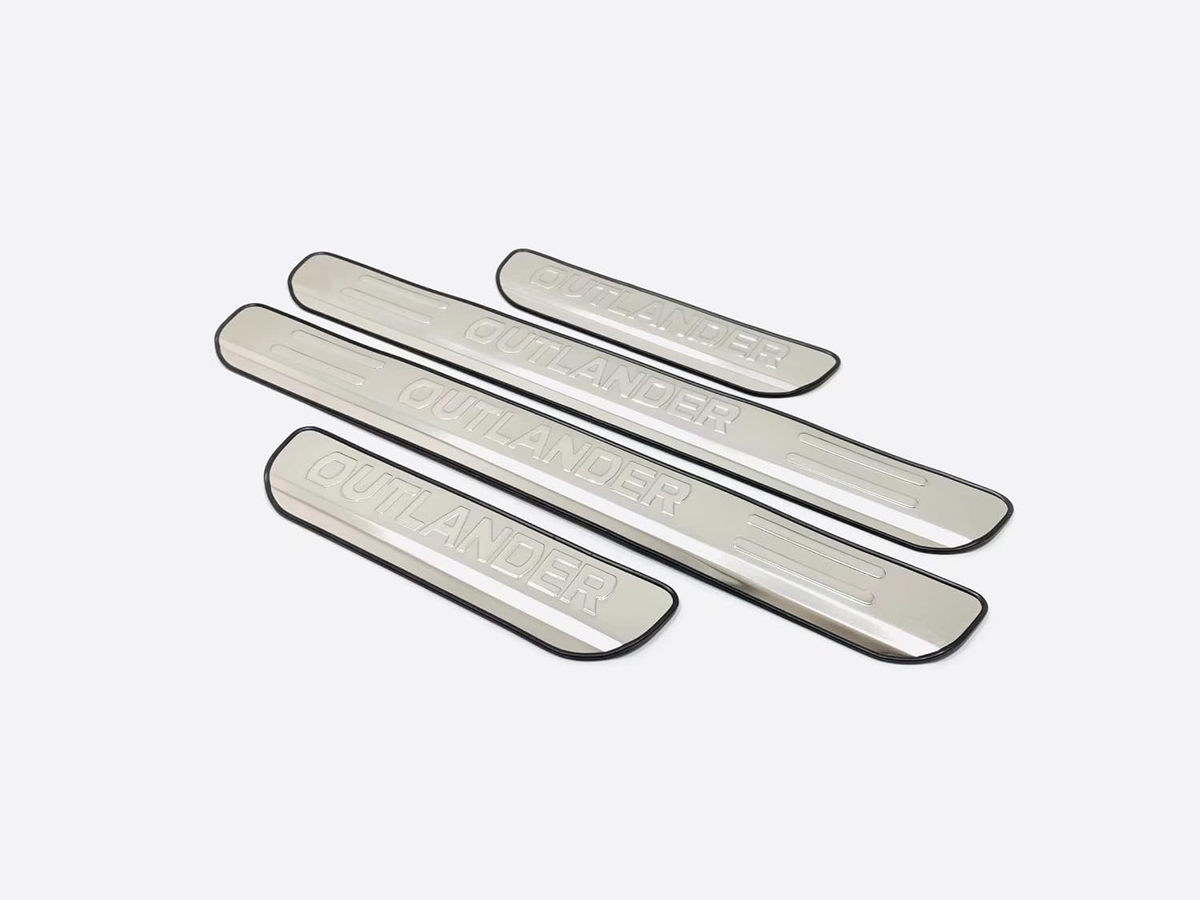 Stainless Steel Door Sill Guards For Mitsubishi Outlander 2013-2025 – 4-Piece Set, Mirror Finish - View #3