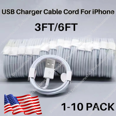 USB Fast Charger Cable Charging Cords 3/6FT Lot For iPhone 7 8 6 XR 11 12 13 14