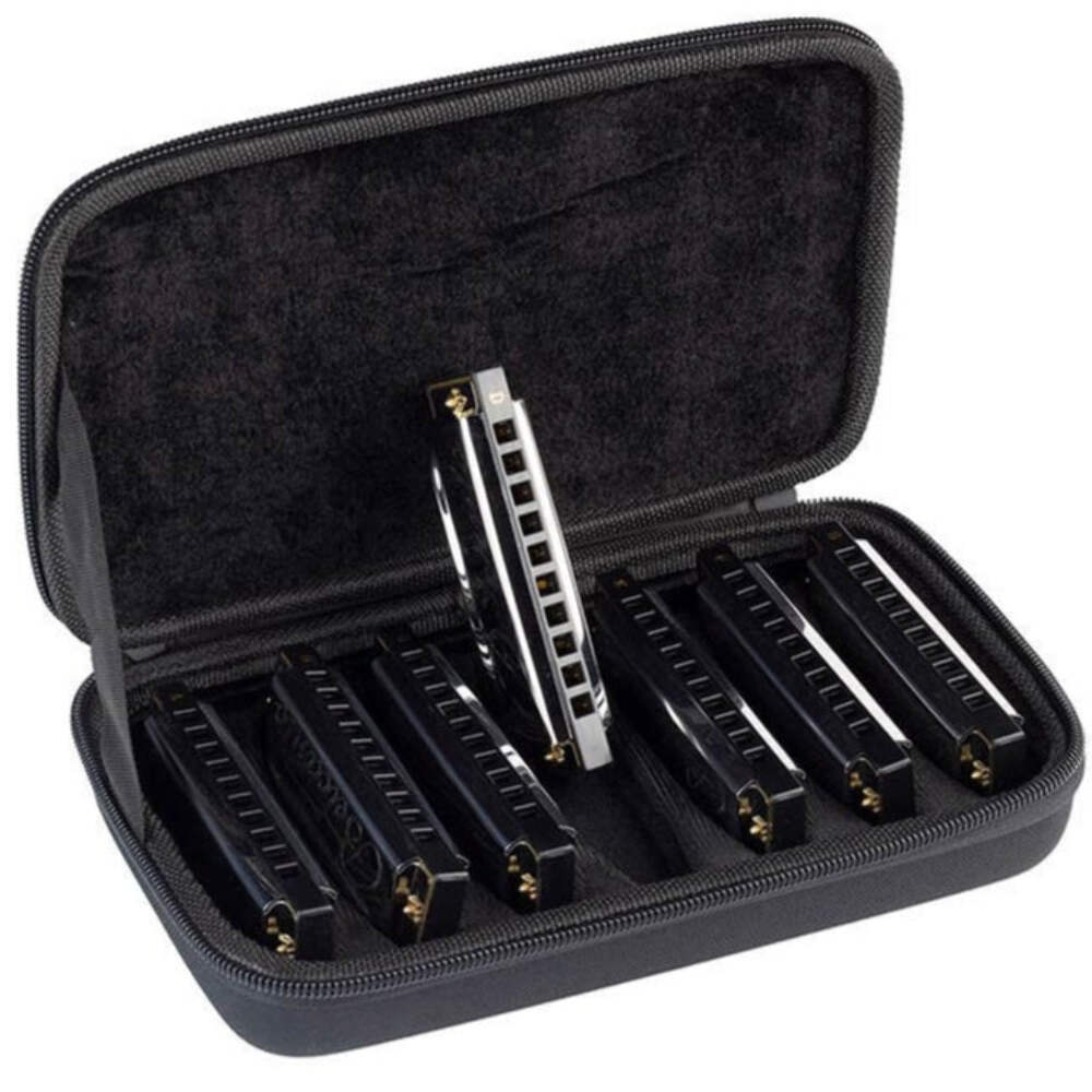 Belcanto 7 Harmonica Set & Case Blues Harps Mouth Organs HRM-20-7