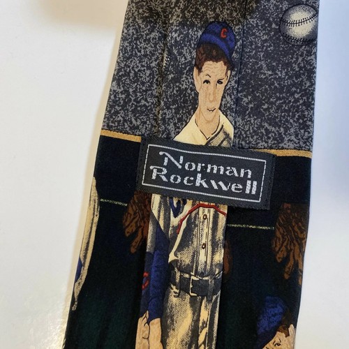 Norman Rockwell Tie Silk Chicago Baseball Tie Saturday Evening Post 1995 - Picture 3 of 8