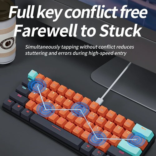 MUCAI MKA610 USB Mini Mechanical Gaming Wired Keyboard Red Switch 61 Key Gamer f - Picture 5 of 6