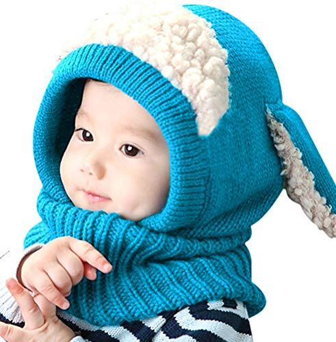 Baby Girls Boys Winter Hat Scarf Earflap Hood Scarves Skull Caps Blue - Picture 2 of 7
