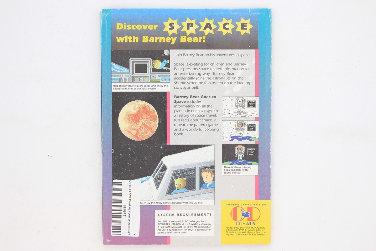 BARNEY BEAR GOES TO SPACE Children's PC Software Game Education CD