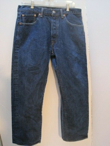 Jeans uomo Levis 501 blu taglia 34 x 30 bottoni mosca gamba dritta lavaggio scuro - Foto 3 di 10