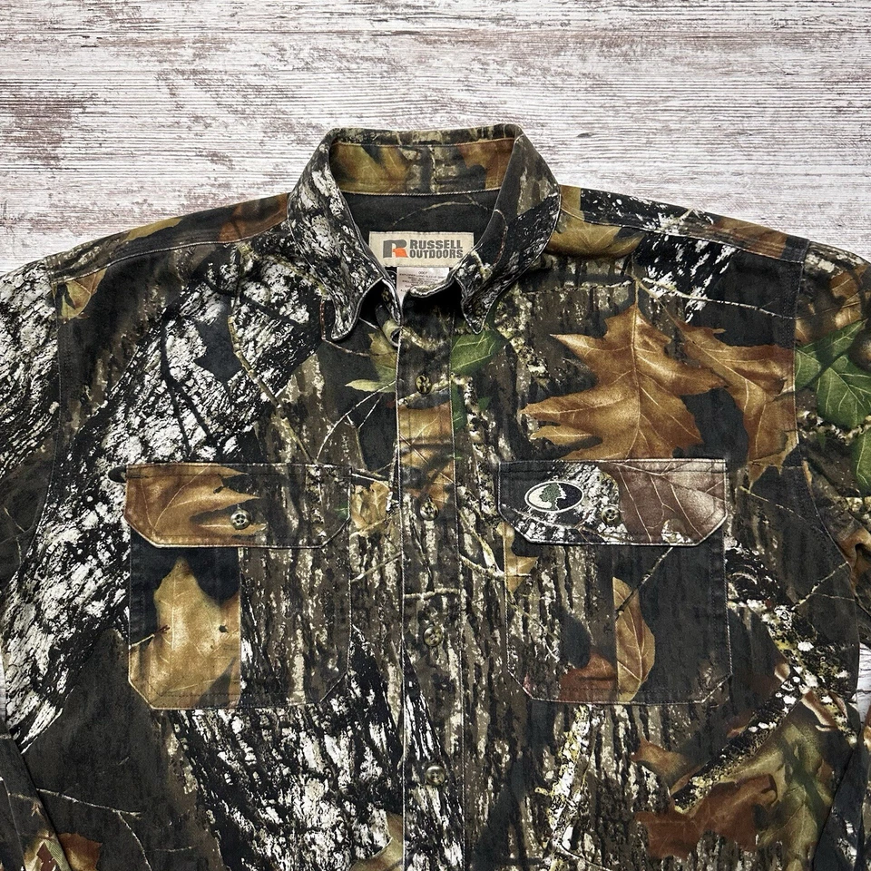 Mossy Oak Shirt Men Medium Camo Forest Button Up Pockets Outdoors Hunting - Image 3 of 4