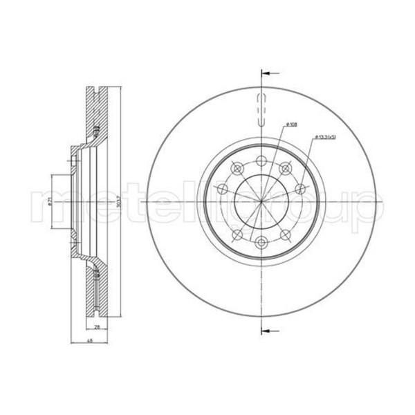Metelli 2X Bremsscheibe Vorne Ø304 Mm BelüFtet FüR Opel Grandland X 75 1.2 1.6-image