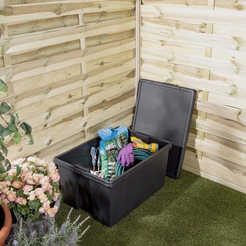 5 x 24 L scatole di plastica resistenti con coperchi contenitori riciclati - nero - Foto 6 di 6