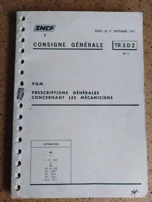 allgemeine Pfandblätter 1971 Vorschriften für Mechaniker SNCF Zug