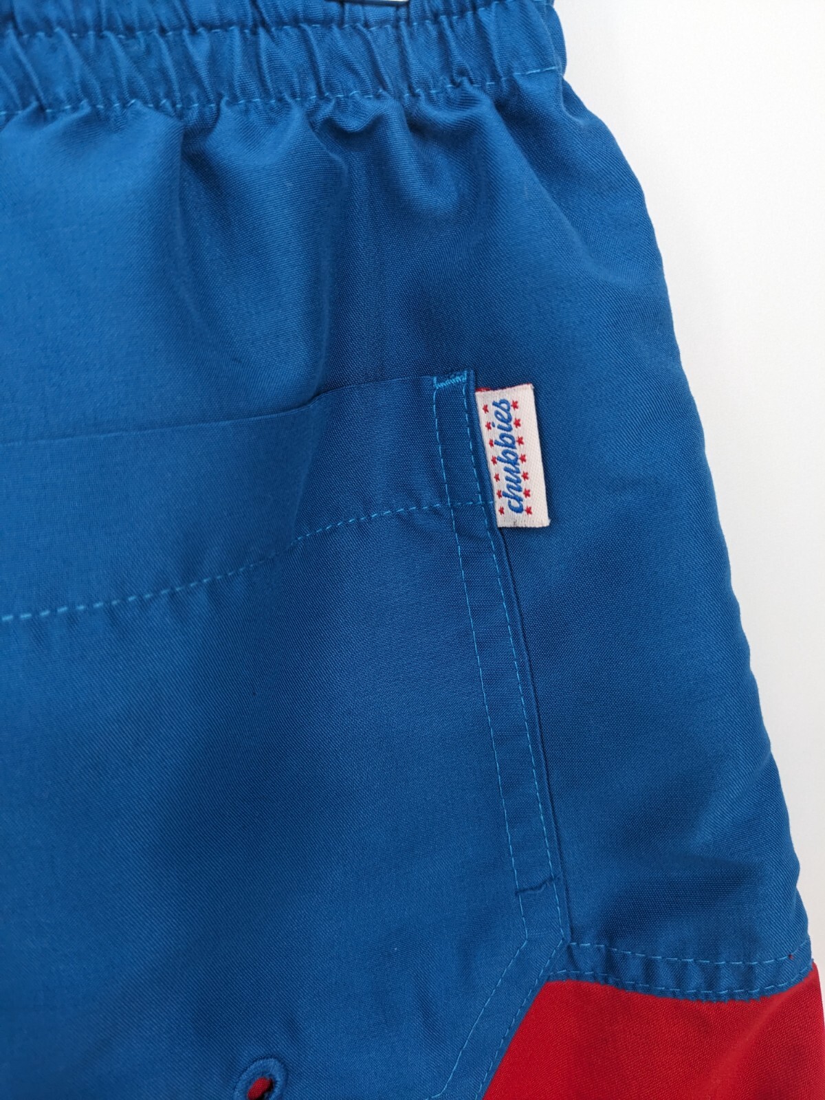 Chubbies Swim Trunks Mens Large Red Blue Elastic Waist Drawstring Pockets Shorts