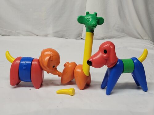 Vintage Tupperware Zoo It Yourself Animals Toys Elephant, Dog, Giraffe AS IS * - Picture 1 of 7