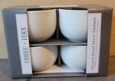 Fiddle + Fern - Round Bowl Mini Tasters - Porcelain - Set of 4 - 3 inches - NEW