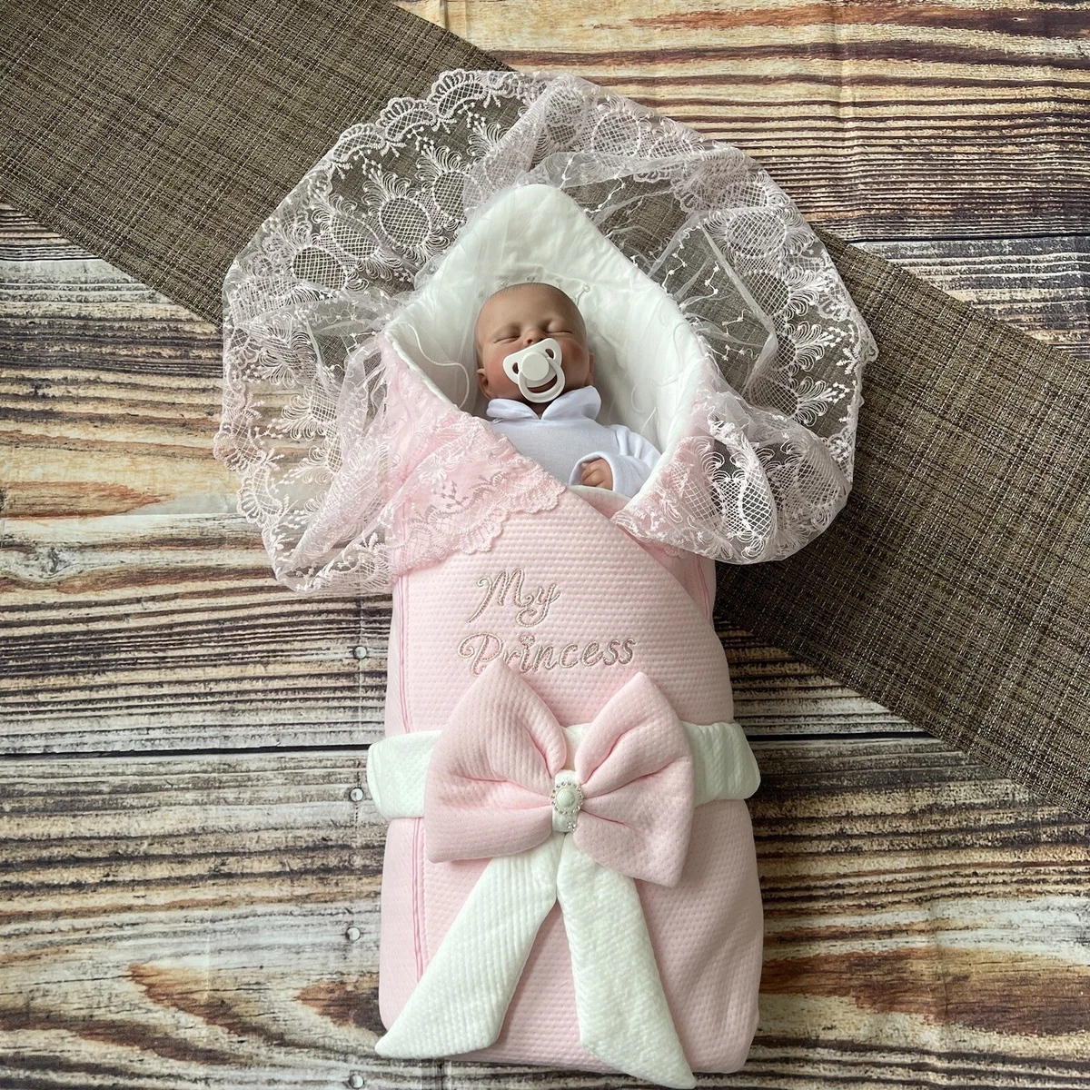 Baby Girl Baptism Blanket Baby Swaddle Baby Envelope Blanket