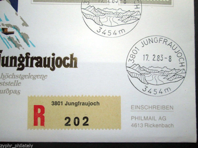 Switzerland - "RAILWAY ~ MOUNTAINS ~ JUNGFRAUJOCH" Silver Medal Cover 1983 - Image 4 of 4