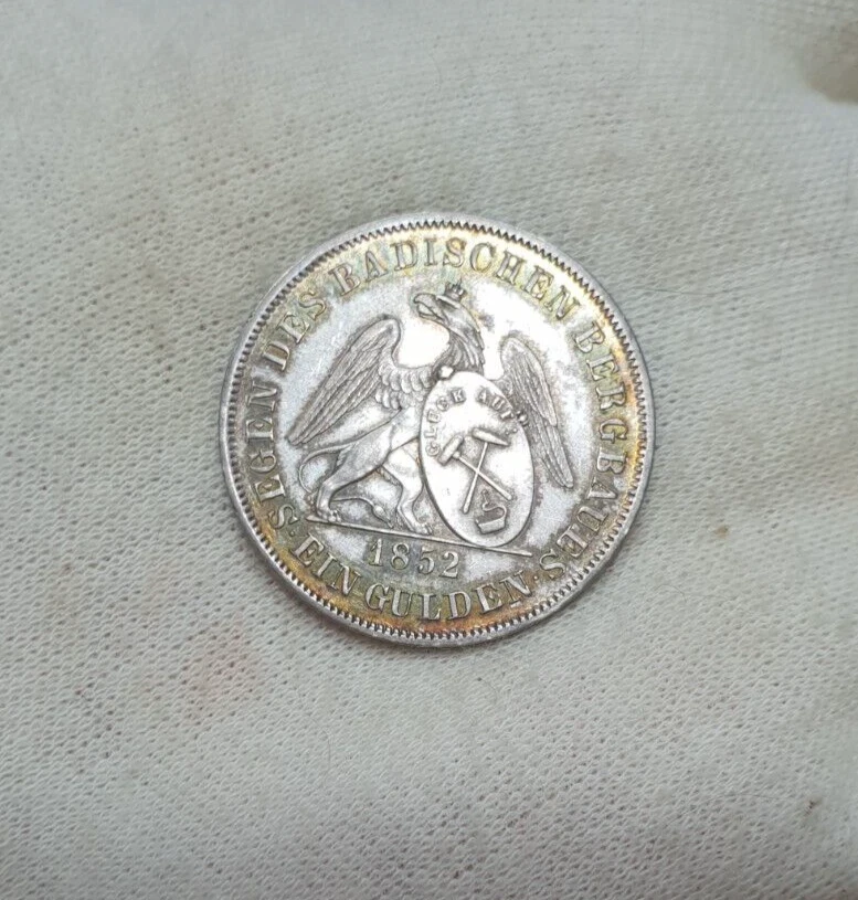 Baden Unc 1852 Silver Shooting 1 Gulden One Year Type Germany Rare - Image 2 of 4