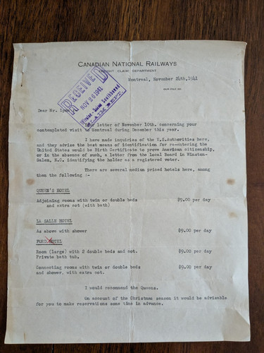 VTG Ephemera 8 Pieces Canadian National Railways 1940s See Pics For Details P34 - Picture 5 of 6
