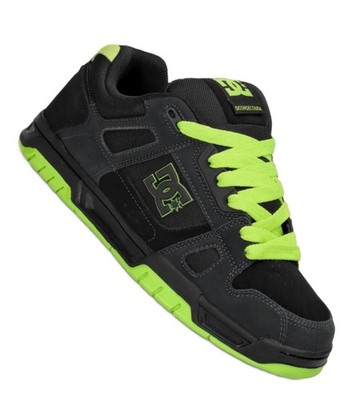 DC SHOES HERREN HIRSCH SNEAKER. NEU VERPACKT LEDER SCHNÜRER SCHWARZ NEON SKATESCHUHE S25