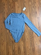 Woman s A New Day Long Sleeve Cloud Knit Bodysuit Teal Size M NWT