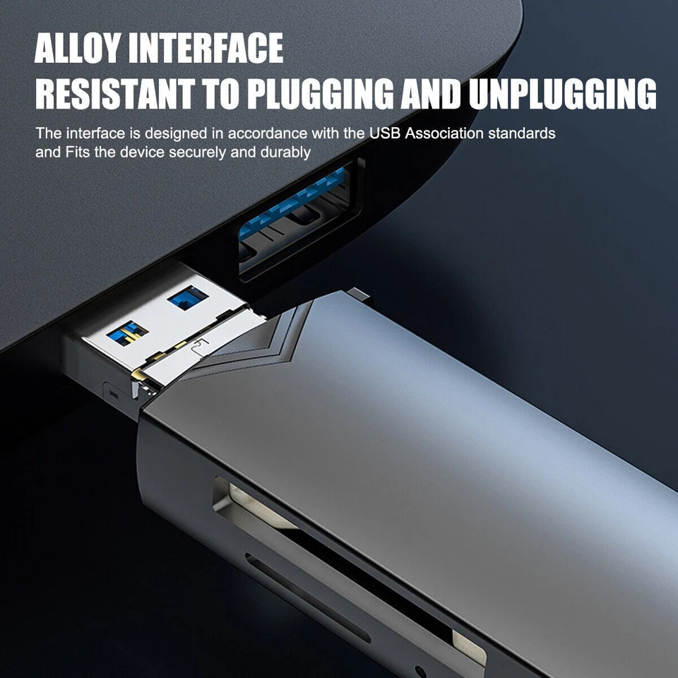 6in1 USB3.0 Type-C SD/Micro SD/SDHC/SDXC OTG Memory Card Reader for Phone Tablet - Image 4 of 4