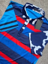 NEW G/FORE Mixed Media Tech Golf Polo Shirt Striped Camo Mens Medium BPRNT