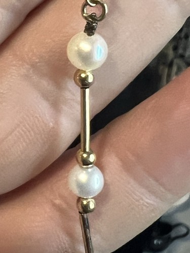 Charmin VTG 14K Gold Pipe Link Fresh Water Pearls 18” Necklace Spring Ring Clasp - Picture 10 of 12