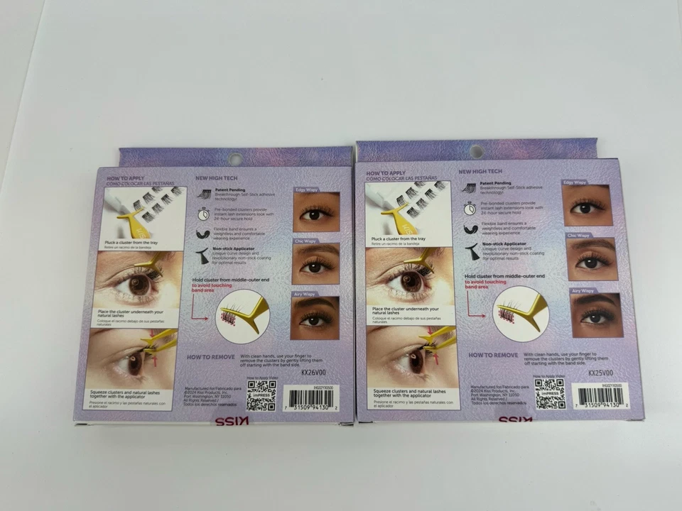 2X Pestañas Autoadhesivas Kiss imPRESS Sin Pegamento Falsies Racimo Wispy Foto 2 de 3