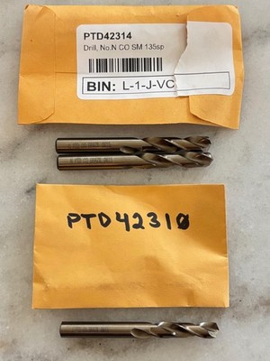 3 new PTD Precision Twist Drill M42CO Letter N + J HSCo Bronze, Screw Machine
