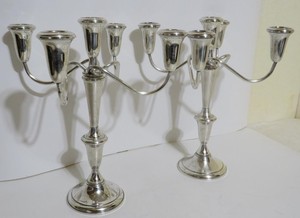 Empire Sterling Silver Candelabras 5 Arm Candle Holders Pair 2258 g Scrap or Not
