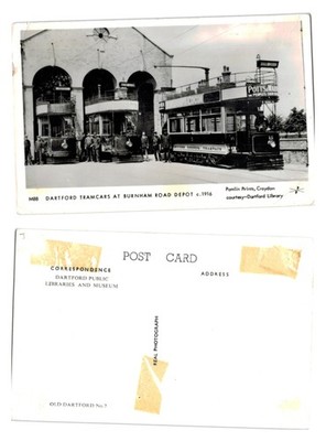 Alte Postkarte - Dartford Straßenbahnen im Burnham Road Depot ca. 1916 UNBESPIELT