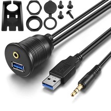 URWOOW 1M 3ft 3.5mm  USB 3.0 AUX Extension Mount Flush Cable, 3 feet, Black
