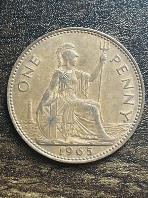 1965 Great Britain UK One 1 Penny XF Extremely Fine Elizabeth II