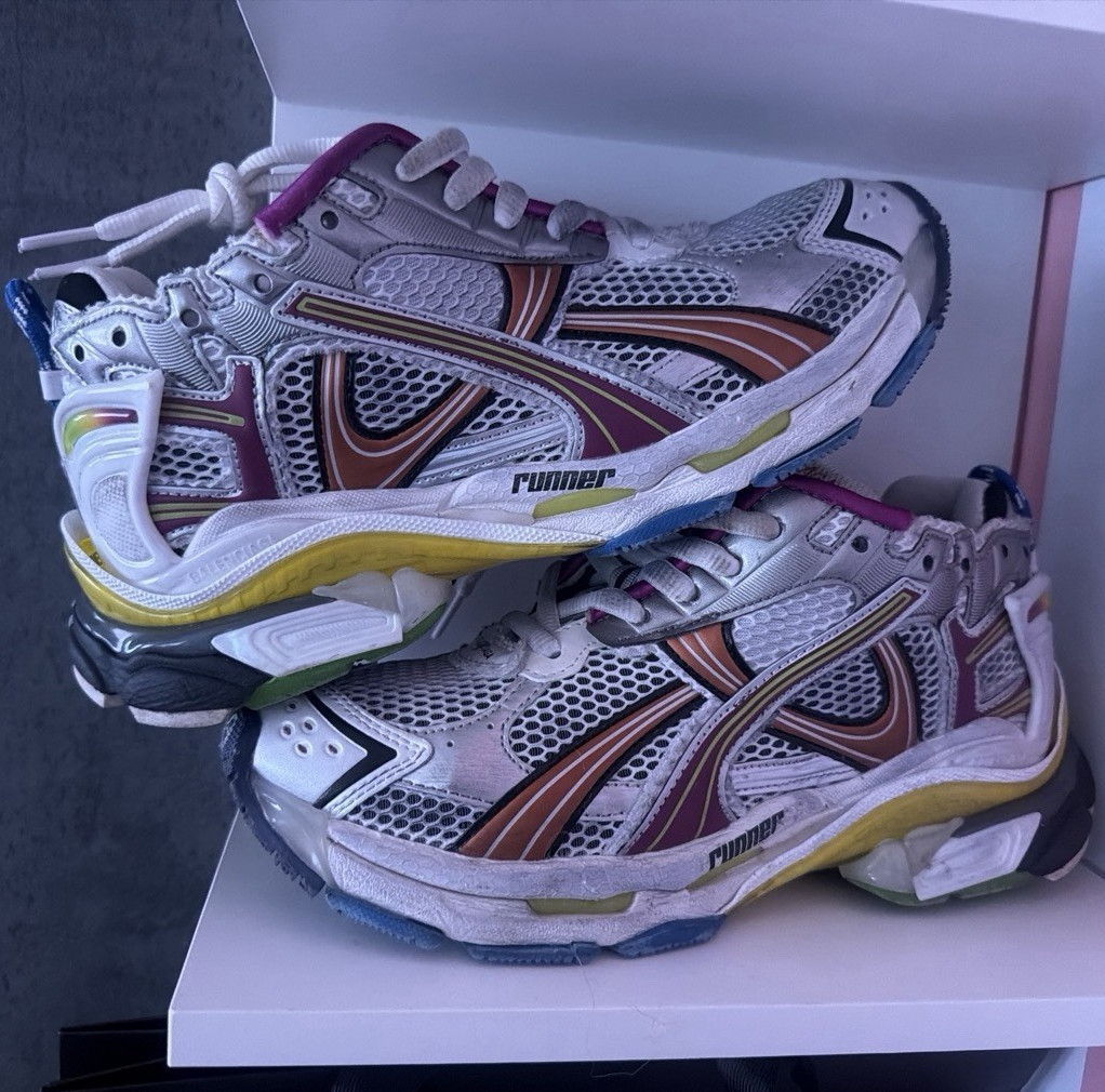 Balenciaga Runner Mesh Low Top Sneakers Breathable Colorblock Gray White