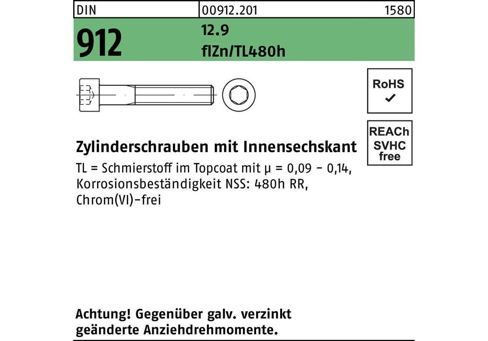 Reyher Zylinderschraube DIN 912 м.Внутренний диаметр, М 10 x 40 12,9 цинкбеш Гле...