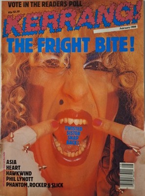 Kerrang (Feb 1986) Twisted Sister/Phil Lynott/Hawkwind/Heart/John Wetton; VG