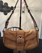 Vintage Y2K Coach Soho Flap Shoulder Bag In British Tan Leather